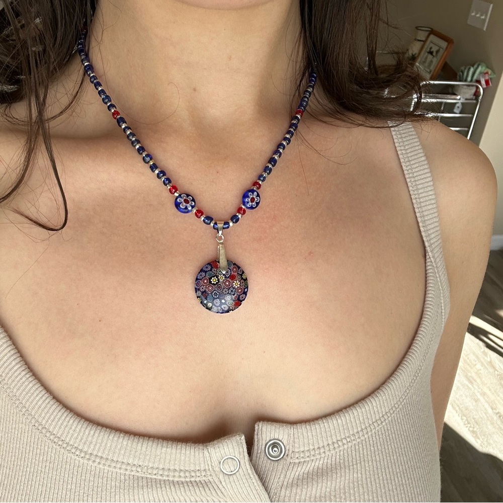 handmade glass millefiori pendant necklace. Offers welcome :)